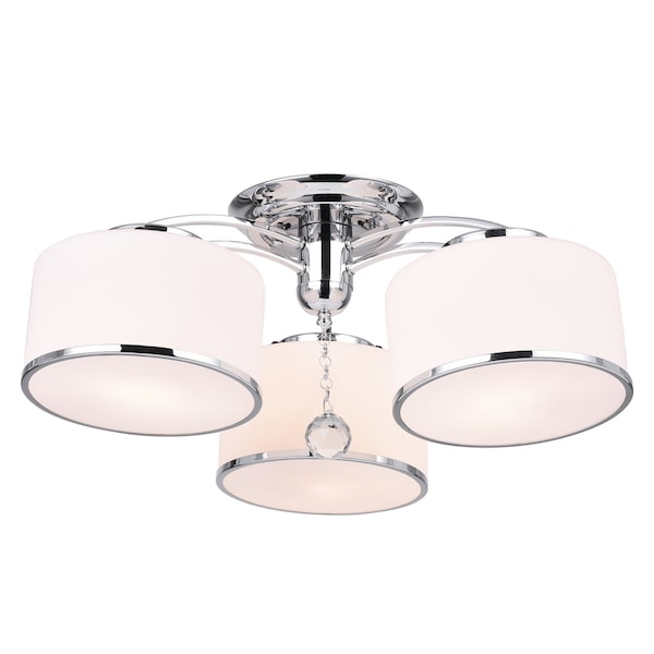 Cwi Lighting Frosted 3 Light Drum Shade Flush Mount With Chrome Finish 5479C24C-3 - main